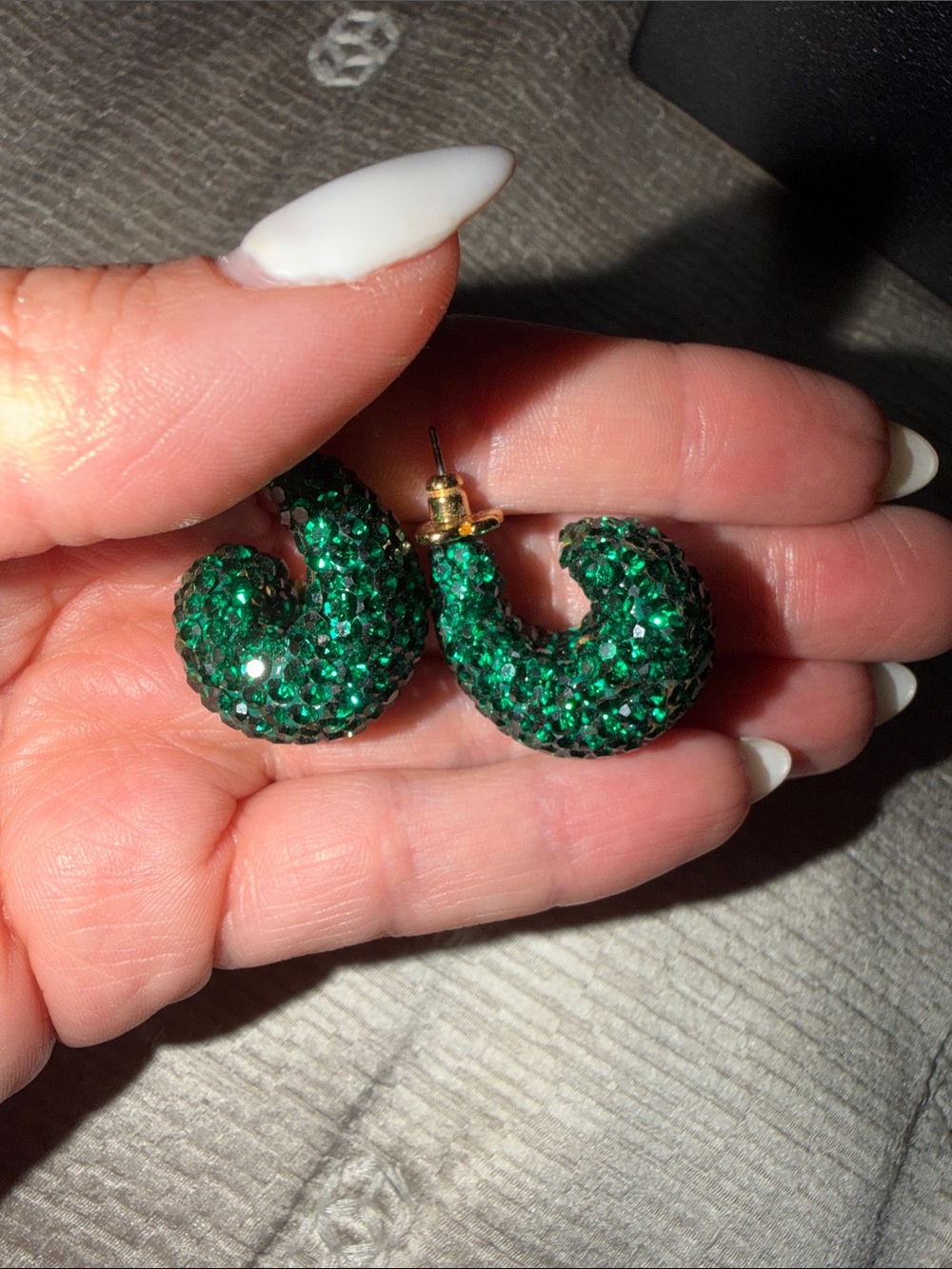 kate spade Emerald Crystal Curved Hoop Earrings
